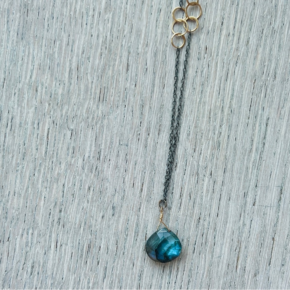 Melissa Joy Manning Silver and Gold Labradorite Pendant Necklace